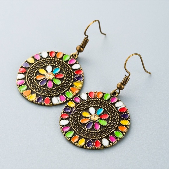 2/$20!  Bronze Boho Multi-Color Dangle Earrings - Picture 6 of 8